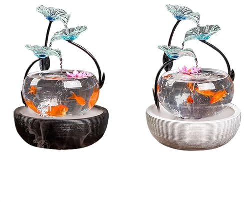 guiling-1986 Gartenbrunnen Heim-Aquarium, Wohnzimmer-Zirkulationswasser-Dekorationsbrunnen, Büro-Innenhof-Dekoration Terrassenbrunnen(Weiß)