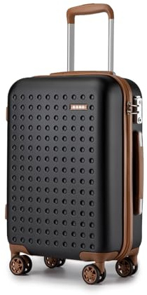 KONO Handgepäckkoffer 55 x 38 x 19.5 cm, Hartschalenkoffer aus ABS+PC mit TSA-Schloss, 4 Rollen Koffer Trolley, Schwarz