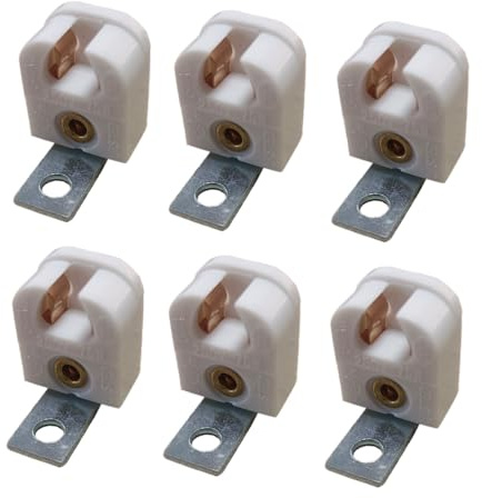 Led & Fluorescent Miniature G5 Bi-Pin T5 Lamp Holder Light Bulb Socket with Bracket & 6/32 Tapped Hole End Base 6PCS