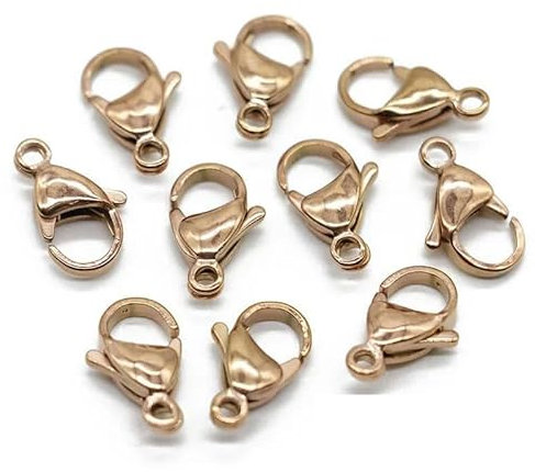20/50 Stück Edelstahl vergoldet Karabinerverschluss Krallenverschlüsse für Armband Halskette Kette DIY Schmuckherstellung Zubehör-Roségold 15 mm 20 Stück