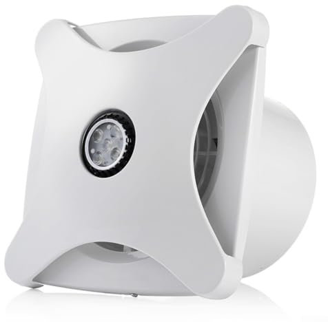 Ventilador extractor de baño, ventilador de techo de baño de 15 W, con luz de ventilación de aire, inodoro, 4 pulgadas, 2300 rpm, para cocina y baño