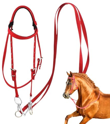 Keyubria Rein para caballos, cabezal para caballos - Cabezal de cuerda ajustable Cabeza de brida trenzada,Reparación de seguridad con instantáneas, cuerda del rancho del arnés de animales para
