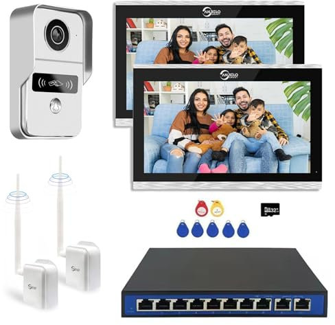ANJIELO SMART WiFi IP Video Apartment Intercom System,Wired1080P Camera and 10 inch Touch Monitor,Door Phone Kit Two-Way Audio for Home,Tuya (One set)