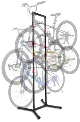 ZUKKA Fahrradständer Boden Für 4 Fahrräder Belastbar bis 119kg/264 Pound Fahrrad Ständer Halter Indoor Garage für Mountainbike und Rennrad,Schwarz