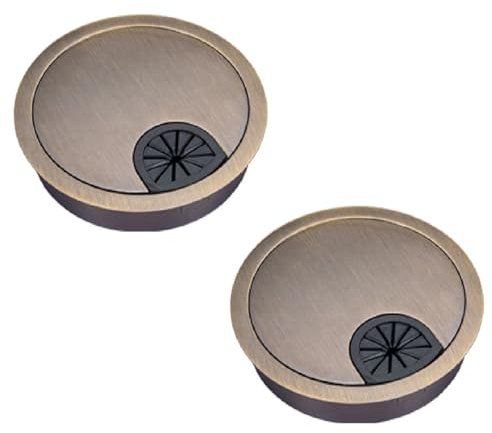 2 Pack 80mm Desk Cable Grommets, Zinc Alloy Wire Organizer Caps, Round PC Computer Port Cable Hole Cover Plug Bushings, Perfect for Hide Data Cords in Office Desk, TV Stands, Tabletops and More