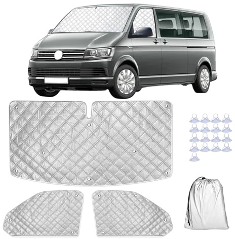Sepzlly Sonnenschutz Auto Frontscheibe für T5 T6 Scheibenabdeckung 3 Stück Wohnmobil Interne Thermomatten Verdunkelung Sichtschutz UV-Schutz Frontscheibenabdeckung Windschutzscheiben-Abdeckung