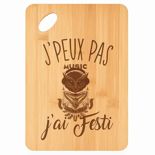 Planche à découper Festi J'peux pas - Plateau Apéro en Bambou Cadeau Gravé pour Homme Femme Cuisine Barbecue