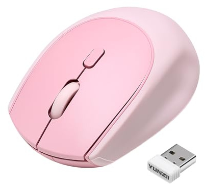 YUNZII C2 Ratón Inalámbrico, Ratón de Silicone Ergronómico Silencioso, Clics Quietos, 3 dpi Ajustables, 1600 dpi, Ratón Óptico Portátil para Laptop/PC/Mac (Rosa)
