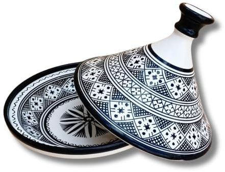 Handmade Moroccan Ceramic Tagine Pot, 10 inches Hand-Painted Clay Tagine for Serving, Authentic Moroccan for Kitchen & Dining, Tagine Lead Free