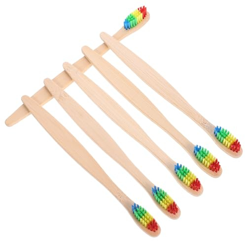 TOYANDONA 6 Stück Bambus Zahnbürsten mit Weichen Borsten Rundumbürste Langlebig und Sicher Tragbar für Hotel Outdoor und Reisen für Empfindliche Zähne und Tägliche
