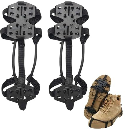 TUKEVA 1 Paar Grödel für Schneeschuhe mit 24 Zähne Spike Grödel Antirutsch Spikes zum Überziehen Eisspikes elastisches Außenband Unisex für Schuhe und Stiefel Winter, Outdoor, Sports
