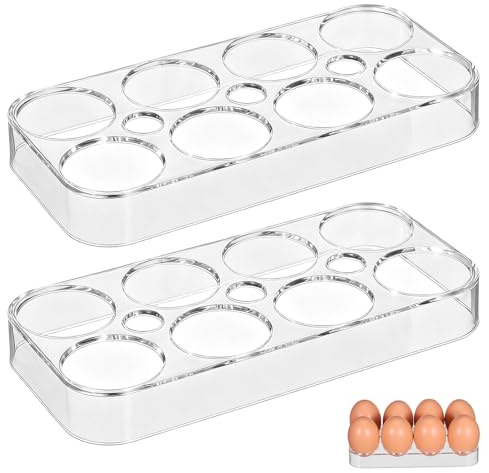 CONGARTENO Contenitore per Uova 8 Posti in Plastica Resistente Portauova da Frigorifero per Cucina e Campeggio Set da 2 Pezzi