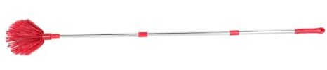 Scopa Ragnatele Estensibile in Acciaio Inossidabile con Setole Rigide | Rosso, Design Leggero e Uso Versatile, per Garage e Casa, Spolverino Esteso con Manico