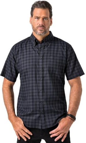 JP 1880 Herren große Größen Übergrößen Menswear L-8XL JP1880 Karohemd, Halbarm, Buttondown-Kragen, Modern Fit, bis 8 XL