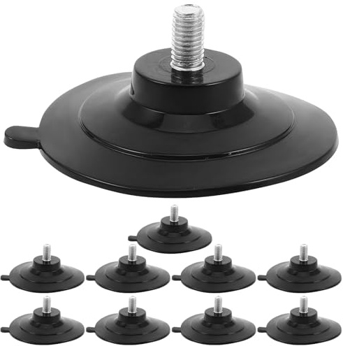 Ventose Vetro con Vite M5 Metallo, 10 Pz Adesivi Alta Resa per Specchi | Superfici Lisce e Vetri Auto, Riutilizzabili, Compatte e Portatili, Colore Nero