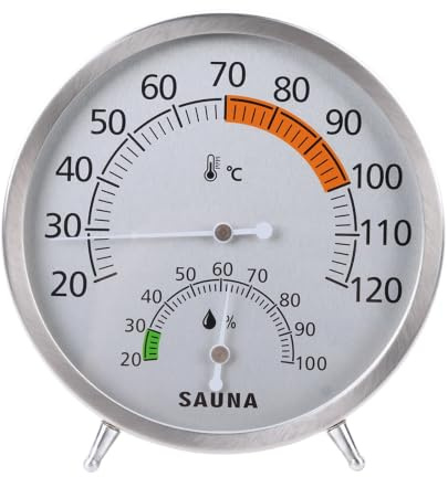 Sauna Climate Meter Temp Humidity Gauge Mechanical Stainless Steel Analog Meter for Spa Room Reading Use Analog Sauna Gauge Mechanical Stainless Steel Room Climate Home Humidity Spa Temp
