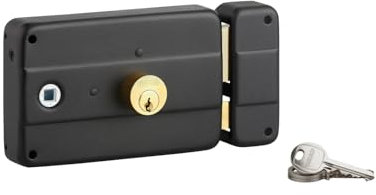 THIRARD - Serrure horizontale en applique double entrée à fouillot pour porte d'entrée, droit, 140x90mm, axe 60mm, noir, 3 clés