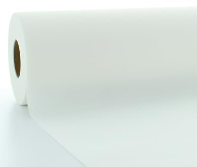 Sovie HORECA Linclass Airlaid Tischdeckenrolle Weiß - Tischdecke 118cm x 25m - Einfarbige Papiertischdecke Rolle - Ideal für Party & Hochzeit