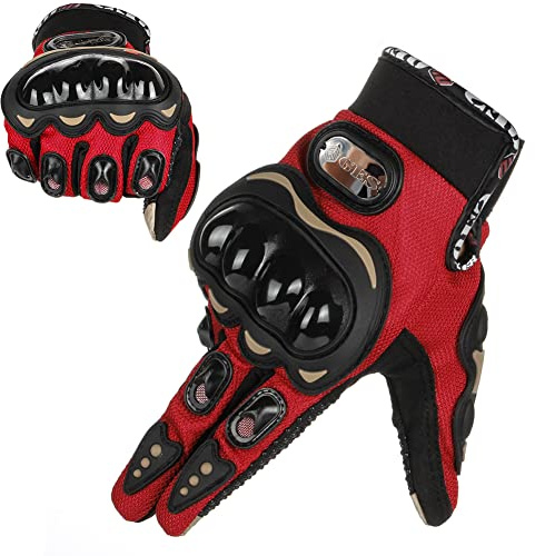 GES Männer Außenmotorbike wasserdichte Handschuhe, Motorradhandschuhe, Vollfinger, Touchscreen, Motocross -Handschuhe(XXL, Rot)