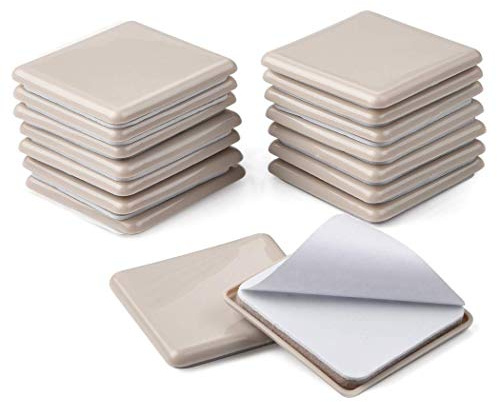 Ezprotekt Furniture Sliders and Gliders 2.5 Inch for Carpet Moving Furniture 64 mm Square Self-Adhesive Furniture Gliders Furniture Mover Pads,16 PCS