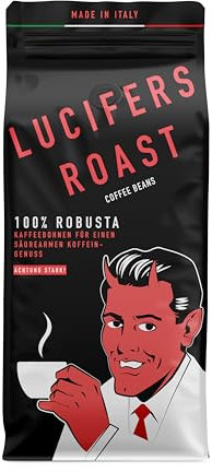 LUCIFERS ROAST 2.2lb strong coffee beans from Italy - very strong espresso - low acid - for coffee machines or portafilter - 100% Robusta (Whole Bean, 1000g)