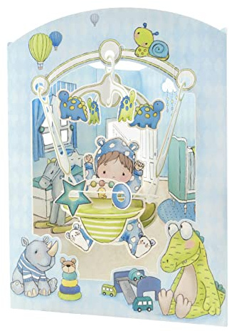 Santoro Swing-Karte, 3D Pop Up Grußkarte – Baby Boy – für Kinder, Jungen, Geburtstag