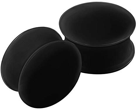 KJM FASHION 2 STK Silicone Black 20 mm 3/4inch Double Flared Ohrschmuck Stab Plugs Ohr Stecker Dehnen Gauges Piercing Schmuck 2673