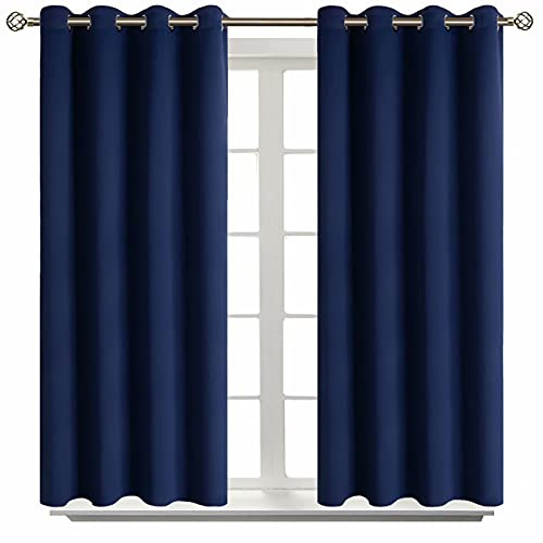 BGment Blackout Curtains for Living Room - Grommet Thermal Insulated Room Darkening Curtains for Bedroom, Set of 2 Panels (52 x 45 Inch, Navy Blue)