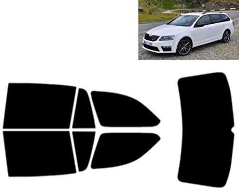 Passgenaue Tönungsfolie für-Skoda Octavia 5-Türen Kombi 2013-2019 Heck/Seitenscheiben (05% Tiefschwarz)