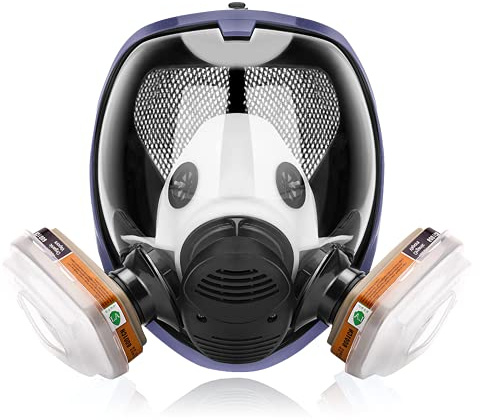 AUWOD 17in 1 Reusable Full Face Respirator Widely Used in Paint Sprayer, Chemical,Woodworking,Dust Protector