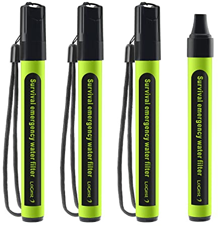 Lot de 4 pailles filtrantes à eau – Appareil de purification d'eau – Filtration personnelle portable de l'eau – pour les trousses d'urgence et les activités de plein air et la randonnée – Filtre à eau