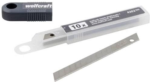 wolfcraft 10 Abbrechklingen I 4302000 I 9 mm Klinge I mit 13 Segmenten I kompatibel zu allen handelsüblichen Abbrechklingenmessern I für Heim- und Handwerker konzipiert
