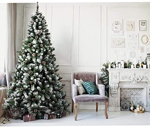 BAKAJI Sapin de Noël Harmony Marilleva Super touffu pin Vert enneigé avec Pines Base Croix en Fer Pliable de très Haute qualité Branches Pointes enneigées Facile à Assembler des brins à Crochet (240