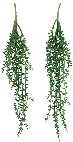Meneco Artificial Hanging Plants 2-Pack Faux String of Pearls Plants Unpotted Fake Hanging Plants Succulent Decor (Large)