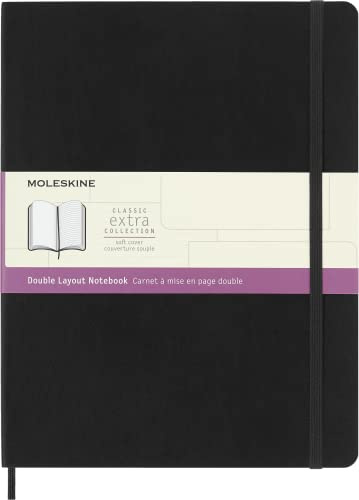 Moleskine, Classic Notizbuch, Leere oder Linierte Seiten, Softcover und elastischer Verschluss, XL-Format 19X25 cm, Farbe Schwarz, 192 Seiten