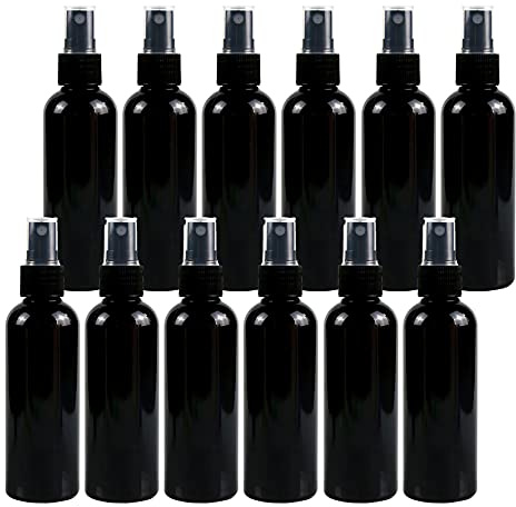 TIANZD 12 Stück Tragbar Leere Schwarz 100 ml Kunststoff Sprühflasche mit Schwarz Zerstäuber Flasche, 100ml Feinen Nebel Pumpzerstäuber Parfümzerstäuber Zerstäuberflasche Reise Flakons, 2x Trichter