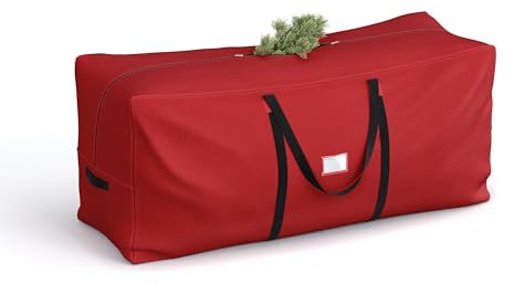 SONGMICS Weihnachtsbaum Aufbewahrungstasche, Tragetasche, für Bäume bis zu 210 cm, aus 600D Oxford-Gewebe, strapazierfähig, leicht, wasserfest, mit Griffen, rot RXS003R03