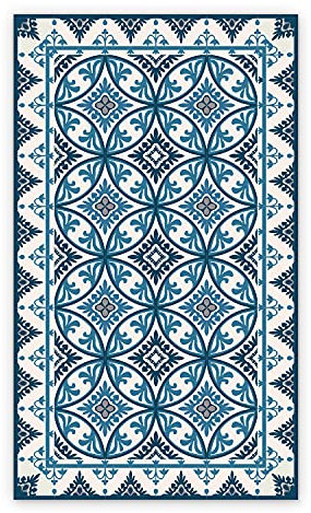 Coloray BirdsEcho Vinyl-Teppich Küchenmatte 80x198cm Bodenschutz in der Küche Dekorative Matte Küchendekorationsmatte PVC Linoleum Teppich - Azulejos Fliesen