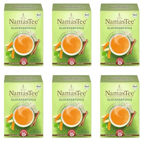 Teekanne NamasTee Glücksgefühle, Ayurvedische Mischung, 6er Pack (4 x 30 g)