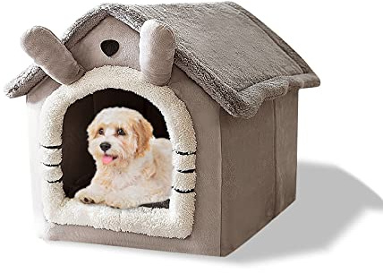 Galatée Katzenhöhlenbett, Waschbares Hundebett, Warmes Und Gemütliches Plüschkatzen-Iglu, Faltbares Komfortables Haustier-Katzenhaus, Haustierbett Mit Rutschfestem Boden(S, Graue Katze)