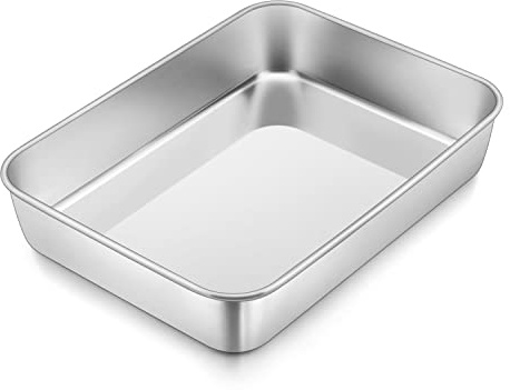 Herogo Kleines Ofenblech, Edelstahl-Backblech (26x20x5 cm), rechteckige kleine TrayBake-Kuchenform für Brownie-Kuchen-Lasagne, ungiftig und gesund, rostfrei, langlebig und spülmaschinenfest