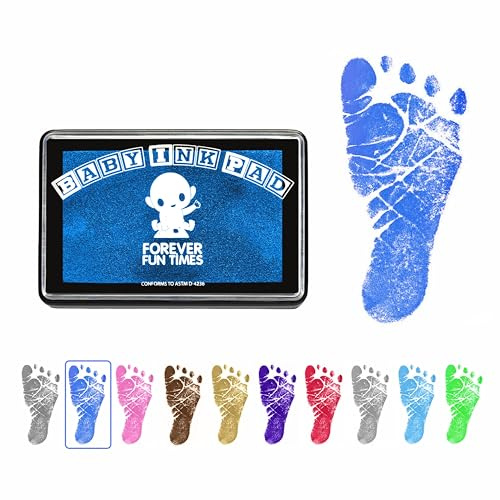 Baby hand och fotavtryck kit från Forever Fun Times | Få hundratals detaljerade tryck med en baby säker bläckdyna | Lätt att rengöra och fungerar med valfritt papper eller kort | Rengör och säkert
