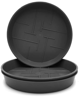 Plastard 3er Set Blumentopf-Untersetzer Ø 40 cm Rund Kunststoff Anthrazit | UV-, witterungs- und frostbeständig,ideal für innen & außen,passend für Pflanzkübel mit 38 cm Bodendurchmesser,Anthrazit