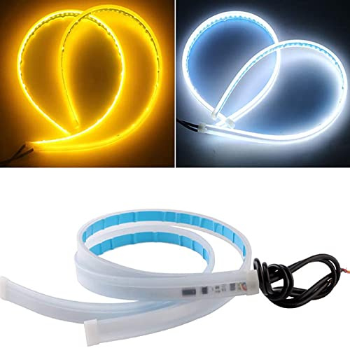 Ruiqas 1 par 60 cm/23.6 in Tipo de Flujo LED Tira de Luces de Circulación Diurna Impermeable Luces de Señal de Giro Barra para Coche Camión
