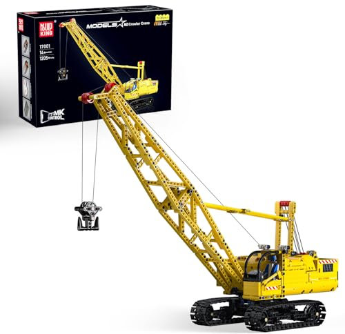 Mould King 17001 Technik Ferngesteuert Kran Klemmbausteine Raupenkran LKW Bausteine Baufahrzeug Bauspielzeug mit Hebehaken Kompatibel mit Andere Marken(1205 Teile)