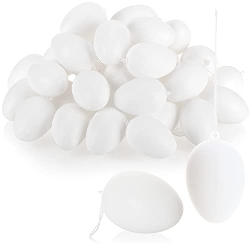 COM-FOUR® 36x Huevos de Pascua Decorativos Blancos de plástico