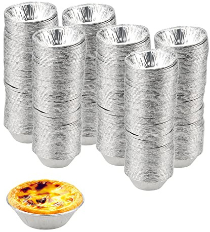 JAPCHET 300 PCS Foil Tart Cases, Egg Tart Cases, Mince Pie Foil Cases for Baking Pie, Bun, Tart, Pudding