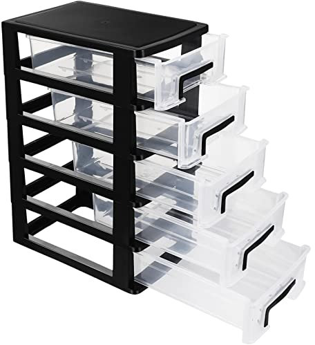 Homoyoyo Kunststoff-Schubladen-Organizer Mit 5 Schubladen Transparent Desktop-Aufbewahrungsbox Schublade Aufbewahrungsschrank Aufbewahrungskoffer Mehrschichtiger Kleinigkeitenhalter Für