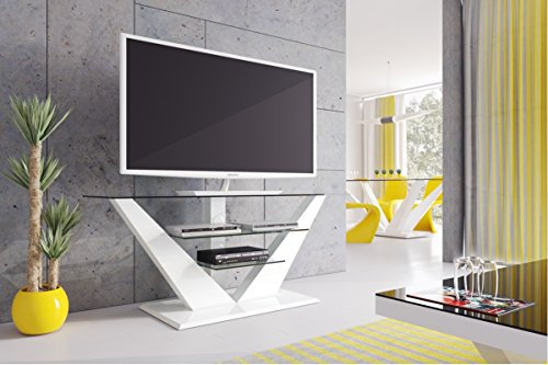 Design TV Schrank HL-111 Weiß Hochglanz Glas TV Möbel TV Rack TV Ständer Fernsehtisch