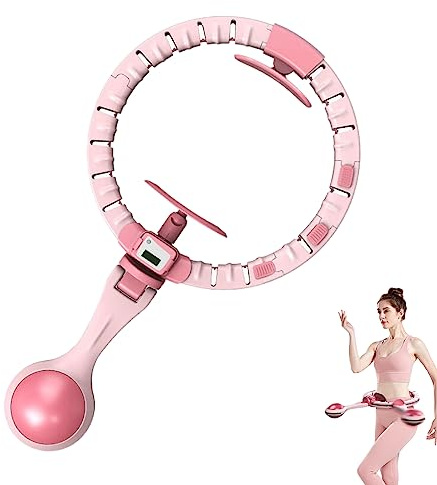 Hula Hoop Inteligente con Contador de Vueltas. Hula Hoop Silencioso Aro Fitness con Peso 450 g, Masaje Giratorio 360°Hula Hoop Ajustable con 20 Nudos para Cinturas de 50-100 cm Circunferencia.